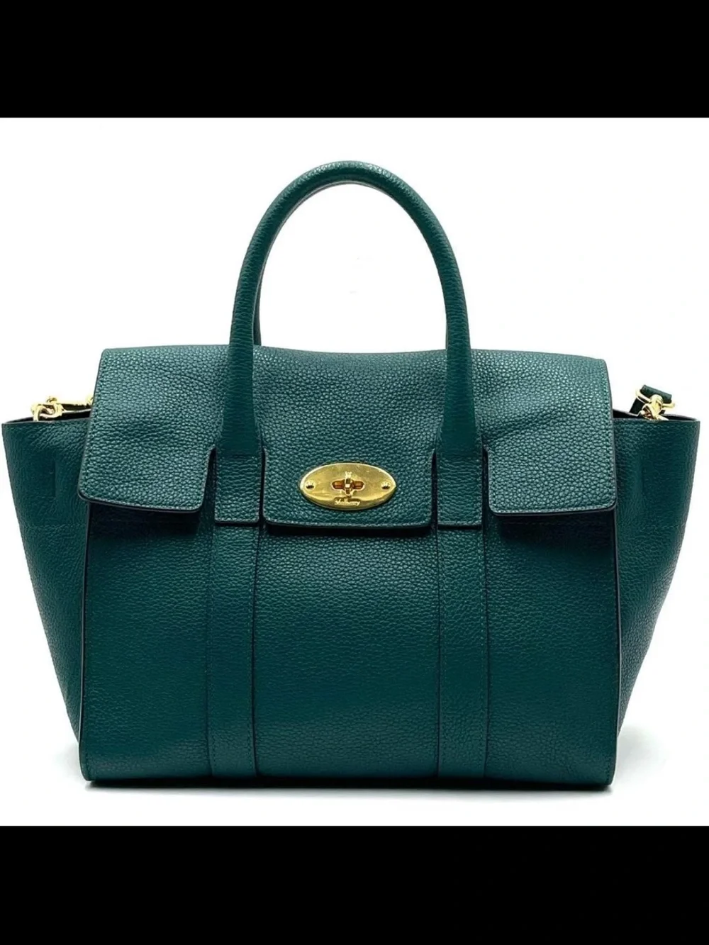 Mulberry Dark Green Leather Satchel with Shoulder Strap